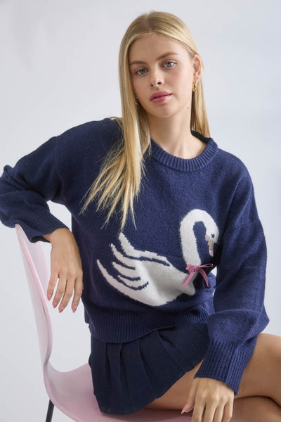 Swan Motif Sweater