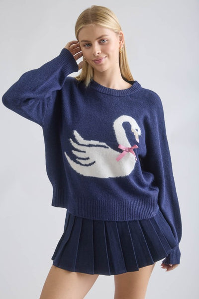 Swan Motif Sweater