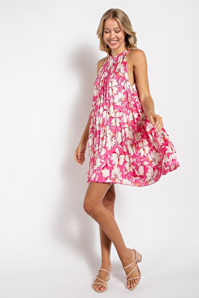 Gorgeous Floral Pleated Swing Dress