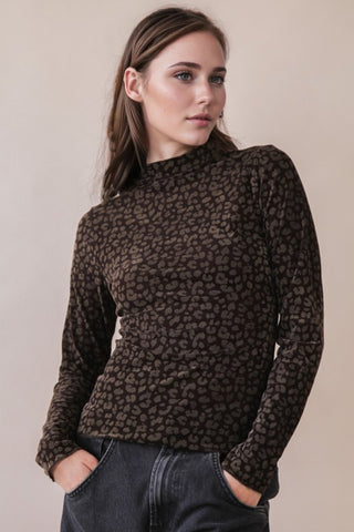 Mock Neck Leopard Top - Multiple Colors