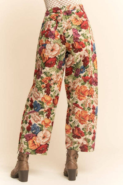 Davi & Dani - Printed Tapestry Barrel-Leg Pants