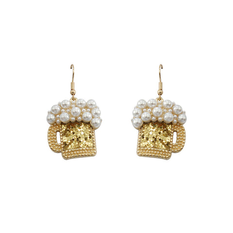 Foaming Beer Pearl & Glitter Earrings
