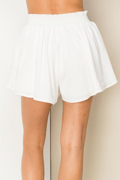 Ready in White Flare Shorts