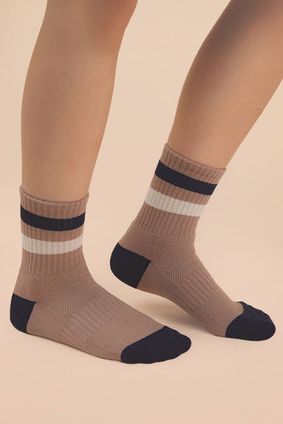 VERY J - SC10025C - Color Block Stripe Crew Socks