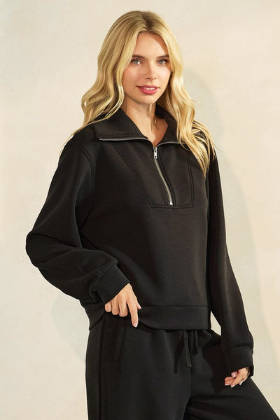 Cloud Knit Half Zip Collared Sweatshirt