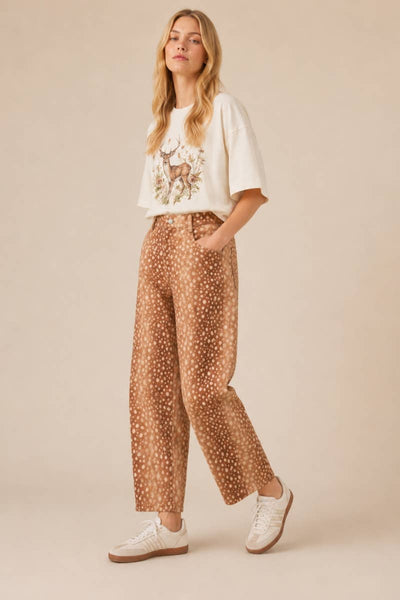 J.NNA - The Fawn Print Barrel Fit Pants