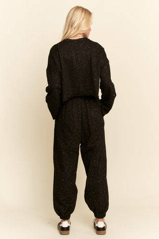 Rhinestones Speckled Fleece Lounge Set