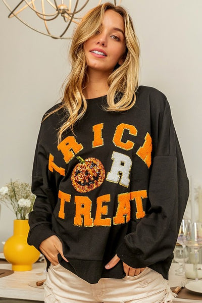 Trick Or Treat Sequin & Applique Sweatshirt