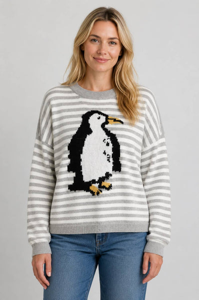 Dreamers by Debut - Penguin Striped Crewneck Sweater- Y9870-R