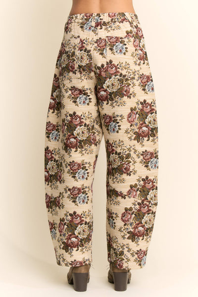 Davi & Dani - Printed Tapestry Barrel-Leg Pants