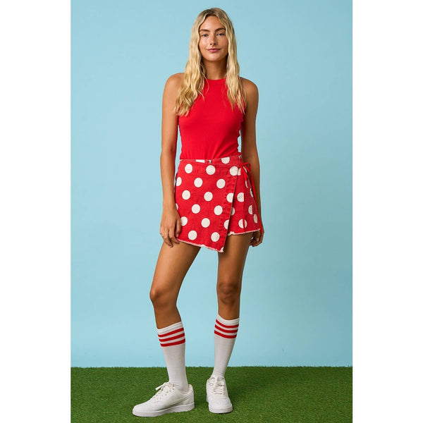 mittoshop - GAME DAY POLKA DOT OVERLAY WRAP FRONT MINI SKORT