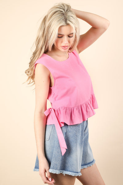 Side Tie Ruffled Top