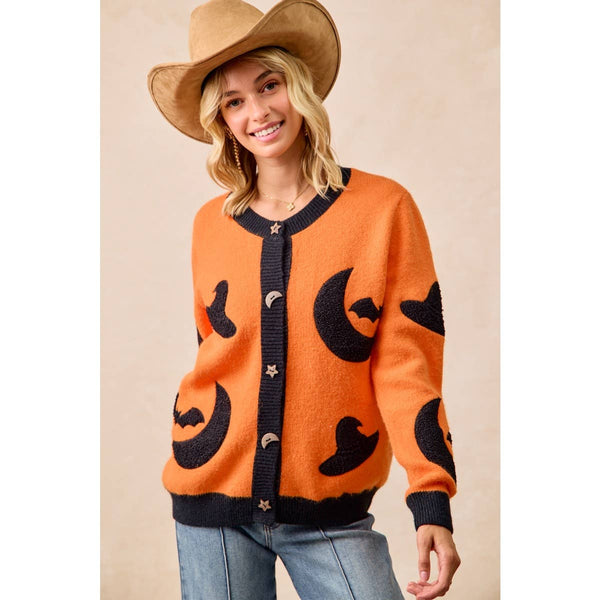 BiBi - HALLOWEEN WITCH HAT MOON BAT ARTWORK CARDIGAN