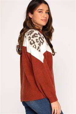 Animal Print Contrast Sweater - Multiple Colors