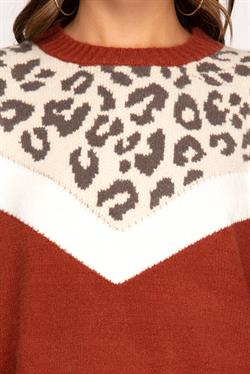 Animal Print Contrast Sweater - Multiple Colors