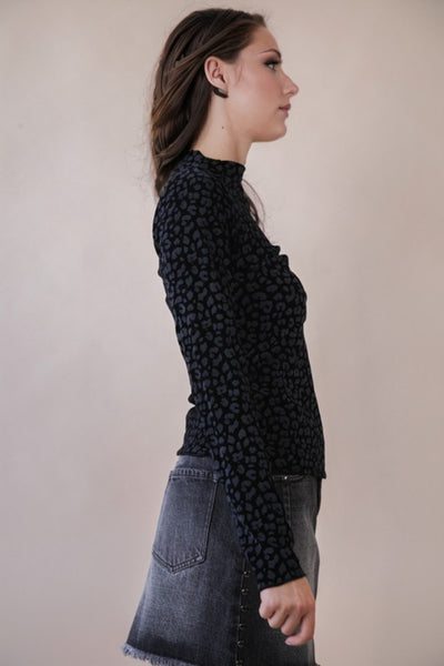 Mock Neck Leopard Top - Multiple Colors