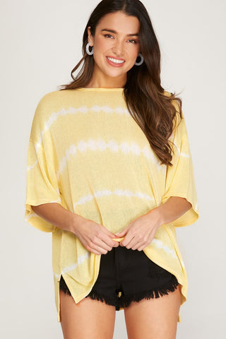 Oversized Tie Dyed Knit Top - Yellow