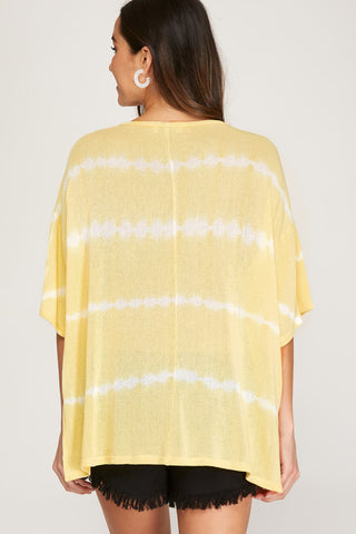Oversized Tie Dyed Knit Top - Yellow