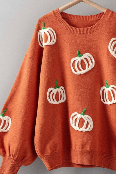 Urban Daizy - Pumpkin Patch Balloon Sleeve Sweater