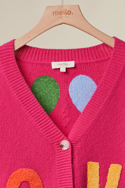 Mello. - Love Lettering Heart Patchwork V Neck Cardigan