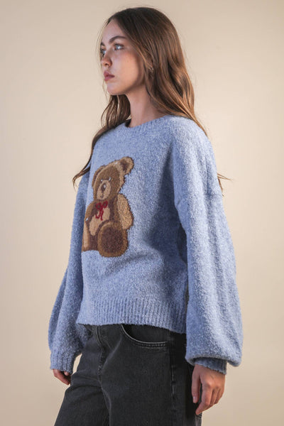 Teddy Bear Cozy Sweater - Blue