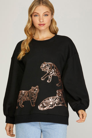 Totally About Tigers Sequin Sweatshirt