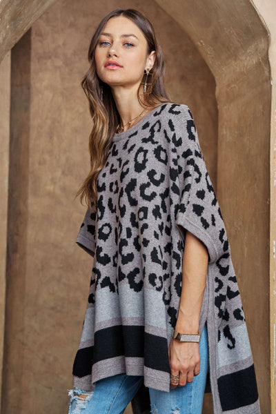 Leopard Poncho Sweater