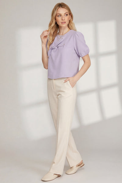 Lilac Bow Puff Sleeve Top