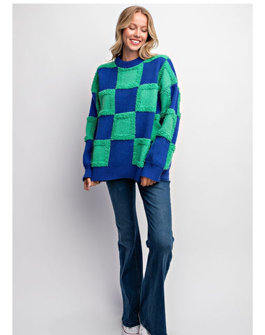 Blue & Green Checkered Sweater