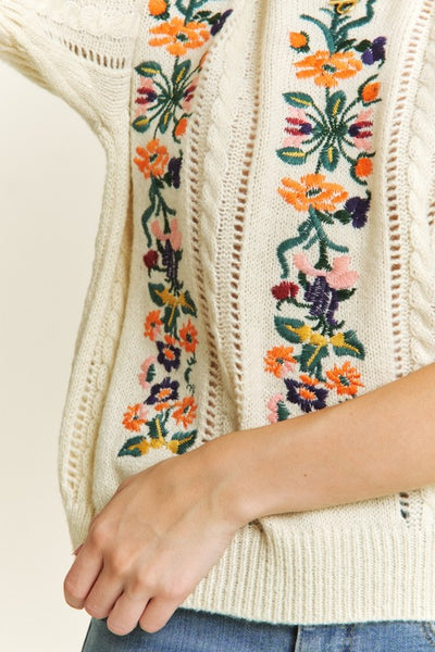 Elegant Embroidered Ivory Sweater