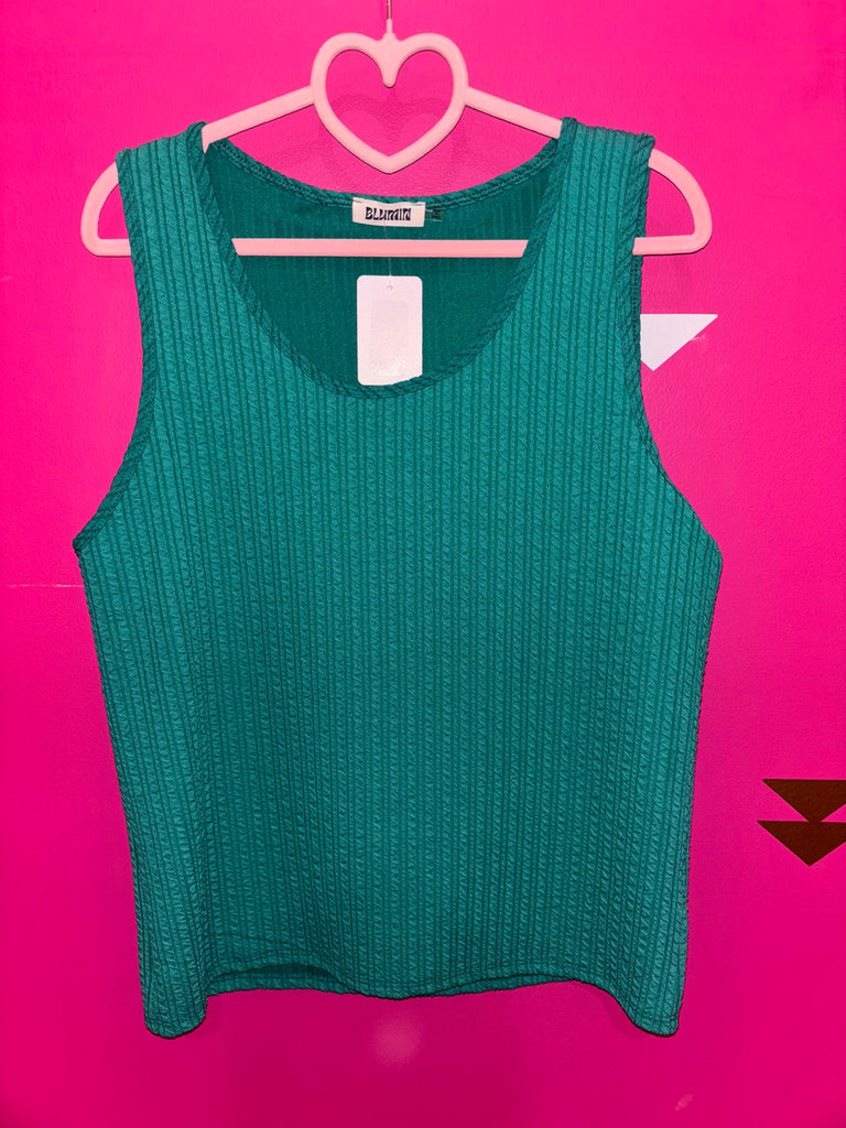Green Slate Wavy Knit Casual Tank Top