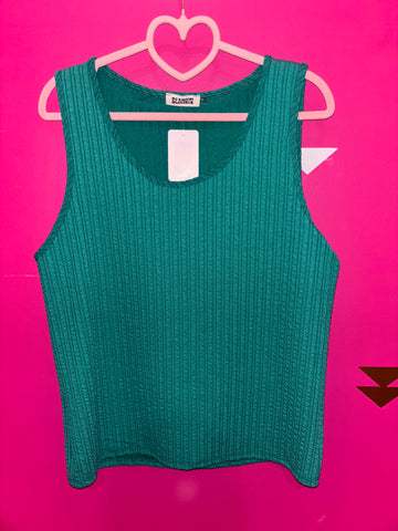 Green Slate Wavy Knit Casual Tank Top