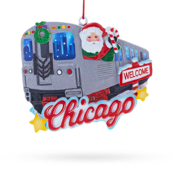 Chicago Train with Santa Resin Ornament