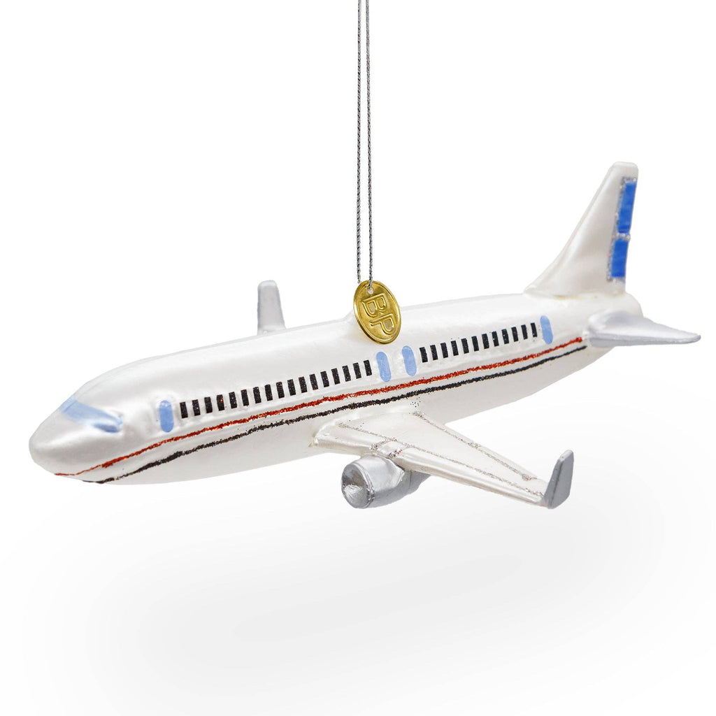 Passenger Jet Airplane Glass Ornament