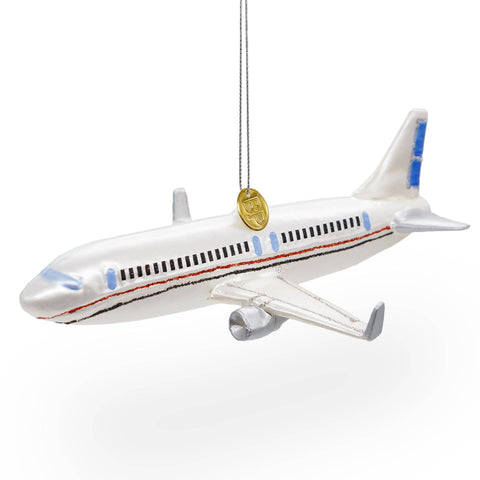 Passenger Jet Airplane Glass Ornament