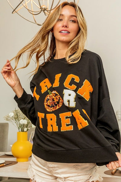 Trick Or Treat Sequin & Applique Sweatshirt