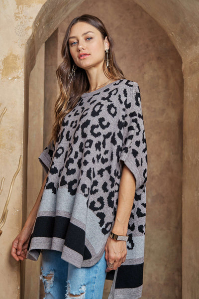 Leopard Poncho Sweater