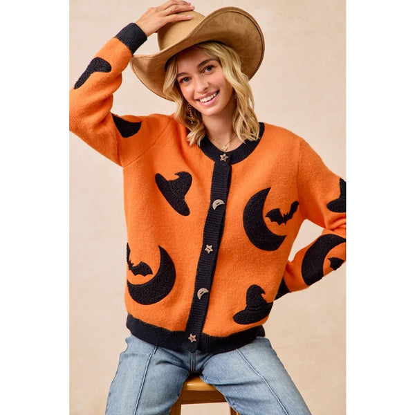 BiBi - HALLOWEEN WITCH HAT MOON BAT ARTWORK CARDIGAN
