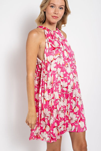 Gorgeous Floral Pleated Swing Dress