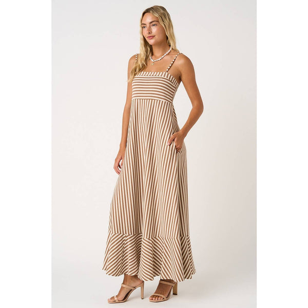 mittoshop - STRIPED SLEEVELESS BACK CUTOUT SUMMER MAXI DRESS