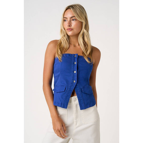 mittoshop - SPLIT HEM BUTTONED TUBE TOP