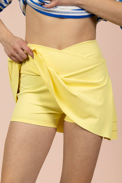 VERY J - NS50157-Layered Bottom Activewear Skirt W/ Inside Shorts