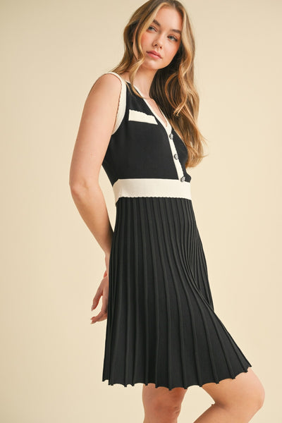 Pleated Sweater Sleeveless Dress