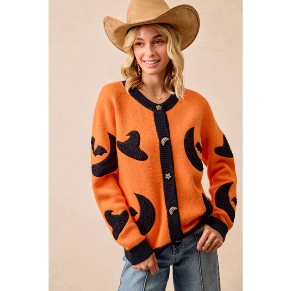 BiBi - HALLOWEEN WITCH HAT MOON BAT ARTWORK CARDIGAN