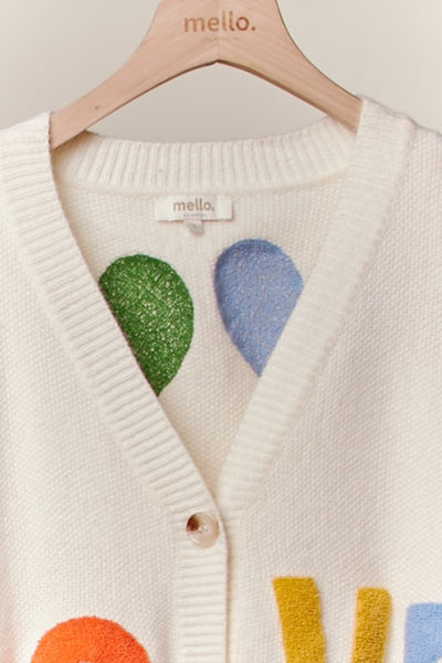 Oversized Love Lettering Heart Patchwork V Neck Cardigan