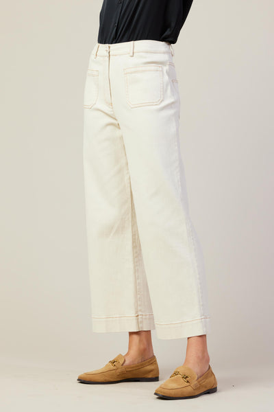 Ivory Cotton Twill Pants