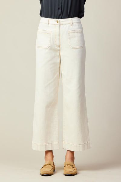 Ivory Cotton Twill Pants