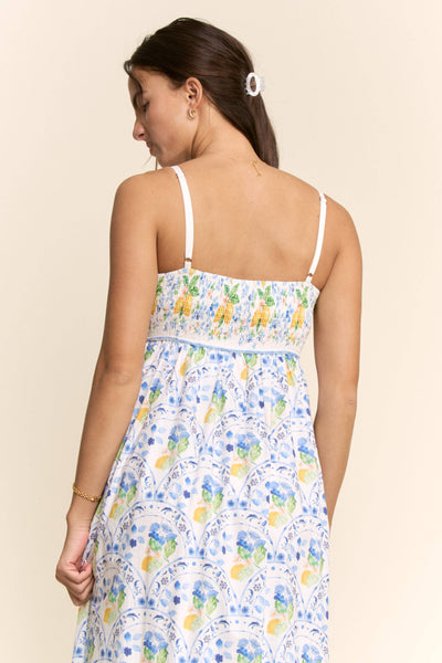 Davi & Dani - BORDER PRINT SMOCKING BACK MAXI DRESS