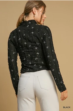 Bow Print Fitted Top