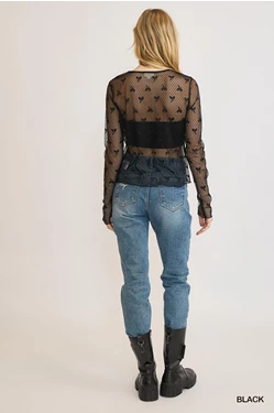 Ribbon Patterned Lace Top